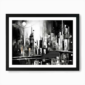 Cityscape Abstract Black And White 7 Art Print