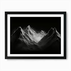 Black And White Mountain Range Art Print