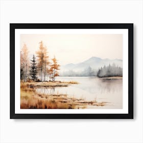 A Painting Of A Lake In Autumn 66 Art Print