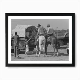 West Texans On Their Cow Ponies Buying Soda Pop At Polo Match, Abilene, Texas By Russell Lee Art Print