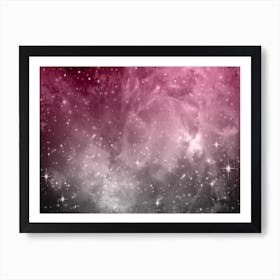 Pink Grey Galaxy Space Background Art Print