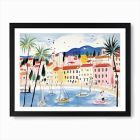 Trieste Italy Cute Watercolour Illustration 2 Art Print