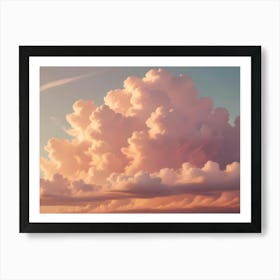 A Beautiful And Dramatic Shot Of A Large, Fluffy Cloud Formation Against A Warm, Sunset Sky Art Print