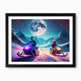 Snowmobiles In The Snow Art Print