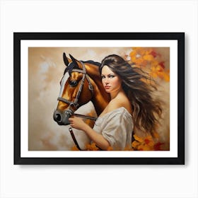 Woman With A Horse 1 Art Print