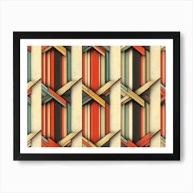 Seamless Relief Sculpture Designation Retro Pattern Curve Cross Flower Frame Vine Kaleidoscope Art Print