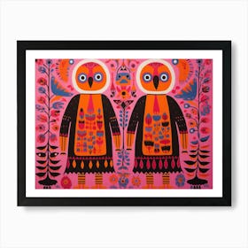 Meerkat 3 Folk Style Animal Illustration Art Print