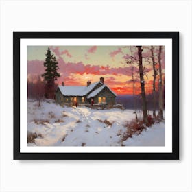 Sunset At The Cabin Art Print