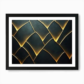 Golden Lines On A Dark Background 2 Art Print