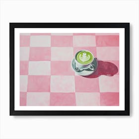 Matcha Latte Pink Checkerboard 4 Art Print