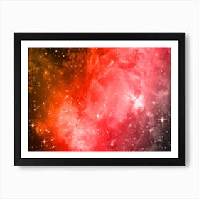 Red Brown Black Galaxy Space Background Art Print