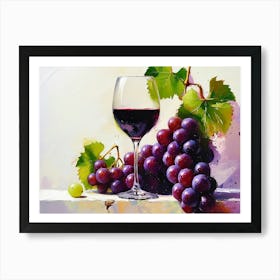 Wine And Grapes Still Life Art Print