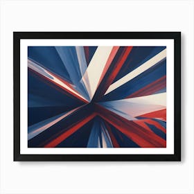 Abstract Image Of Bold, Geometric Shapes In Shades Of Blue, Red, And White, Creating A Sense Of Movement And Depth Art Print