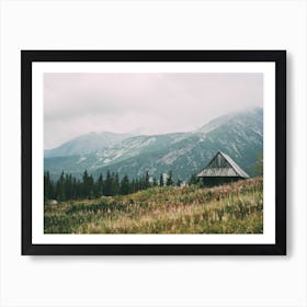 Fog Mountains Cabin Art Print