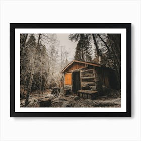 Primitive Woodland Cabin Art Print