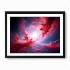 Abstract Celestial Scene Capturing A Nebula Explosion In The Pink And Red Hues Of A Distant Galaxy (7) Art Print