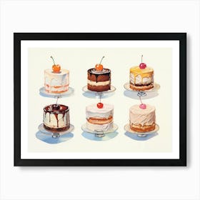 Cakes, Food, Dessert, Pastel Colors, Preppy Aesthetic, Trendy Art Print