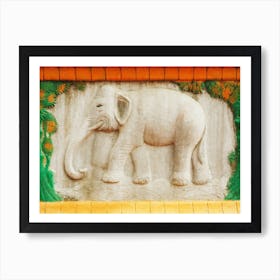 Elephant Carving Cambodia Art Print