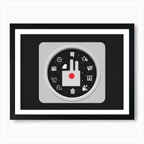 Black Pointer Finger Piercing The Center Of A Grey Round Interface Button Encapsulating The Essence (2) Art Print