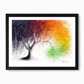 Rainbow Seasons Tree Art Print