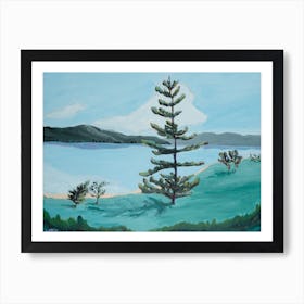 Pine Tree By The Lake Art Print