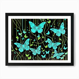 Blue Butterflies 6 Art Print