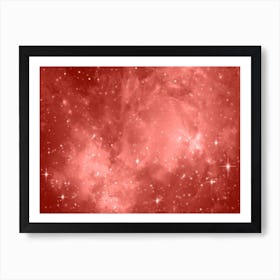 Coral Pink Galaxy Space Background Art Print