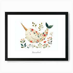 Little Floral Narwhal 1 Poster Art Print