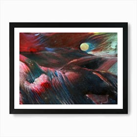 Yellow Moon Among The Crimson Sky Art Print