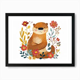 Little Floral Otter 2 Art Print