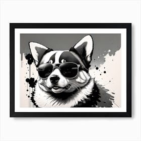 Corgi Dog With Sunglasses 2 Art Print
