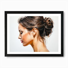 Side Profile Of Beautiful Woman Oil Painting 59 Art Print