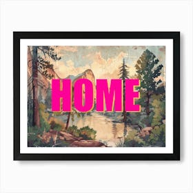 Pink And Gold Home Poster Vintage Woods Illustration 1 Art Print