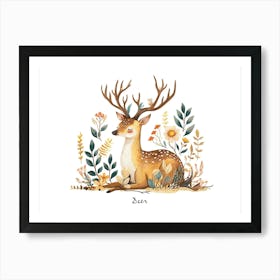Little Floral Deer 2 Poster Art Print