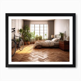 Bedroom With A Bicycle Art Print