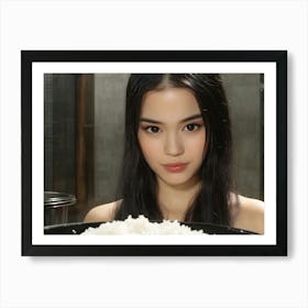 Asian Girl With Rice Art Print