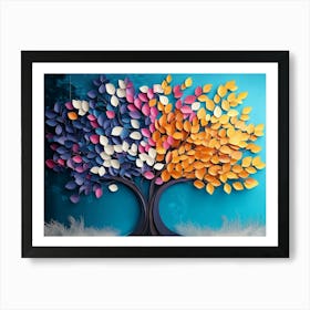 Colorful Tree with Leaves on Hanging Branches 1 Poster