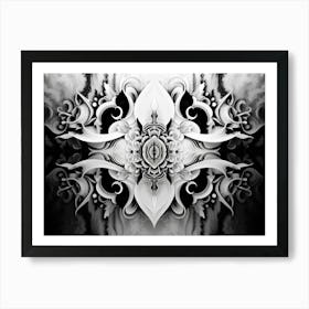 Surreal Symmetry Abstract Black And White 1 Art Print