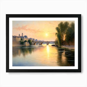 Sunset On The Seine Art Print