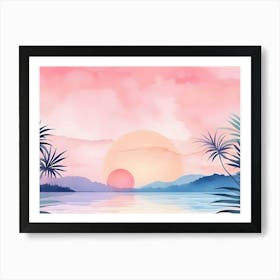 Sunset Watercolor Background Art Print