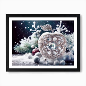 Crystal Apple covered with snow, winter theme Art Print