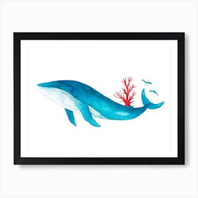 Blue Whale With Coral Art Print