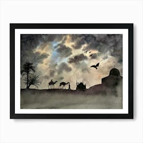 Desert Landscape watercolor Art Print