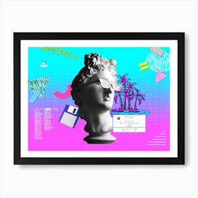 Retrowave 80s: W2.0, 1987 (synthwave/vaporwave/retrowave/cyberpunk) — aesthetic poster, retrowave poster, neon poster, Memphis Design Art Print