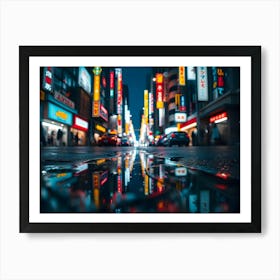 Asian City At Night Art Print