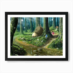 Magical forest with Totoro and Mei Art Print