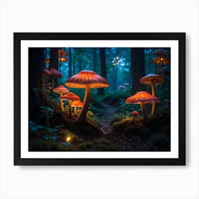 Magical gloving Mushroom Forest 2 Art Print