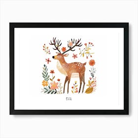 Little Floral Elk 2 Poster Art Print