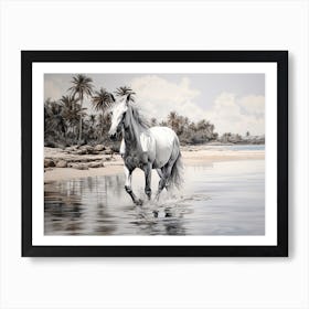 A Horse Oil Painting In Diani Beach, Kenya, Landscape 2 Art Print