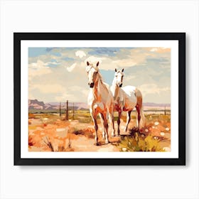 Horses Painting In Arizona Desert, Usa, Landscape 2 Art Print